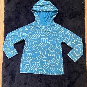 Blue Wave Pattern Kids Cotton Hoodie